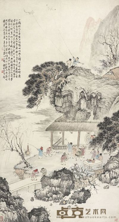 钱松喦 岁朝迎新图 149×80cm,约10.7平尺