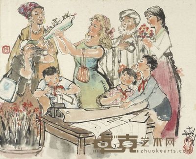 程十发 少年爱科学 22.5×27.5cm,约0.6平尺