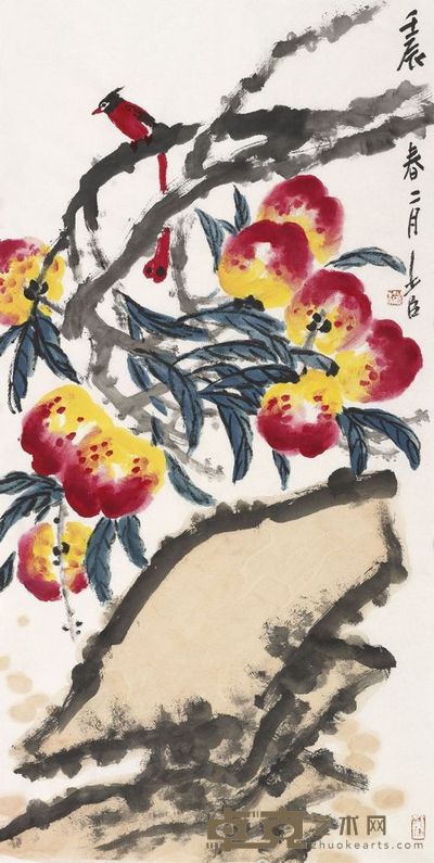 邢少臣 寿桃 69.5×136cm,约8.5平尺