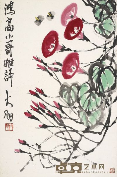 陈大羽 牵牛蜜蜂 68.5×45cm,约2.8平尺