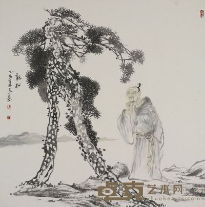 张友宪 观松图 69×69cm，约4.3平尺
