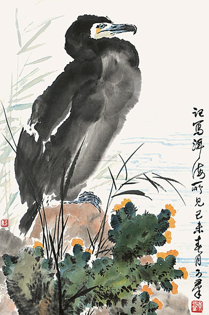 焦可群 鹰 立轴