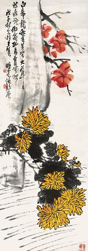 王个簃 花鸟 立轴