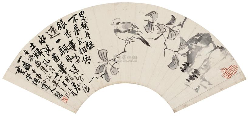 李鱓 乾隆十八年（1753年）作 花鸟 扇面