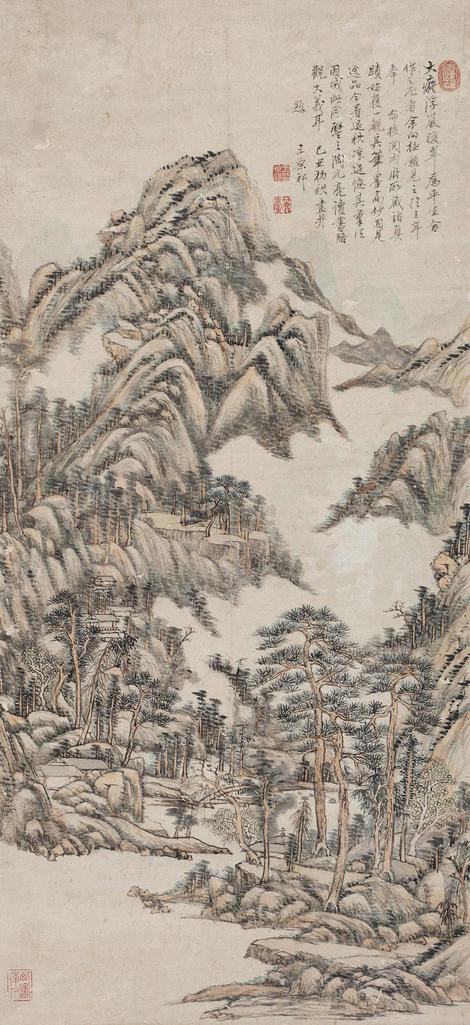 王原祁 己丑（1709年）作 浮岚暖翠图 立轴