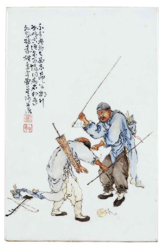 王琦 人物粉彩瓷板 （一件）