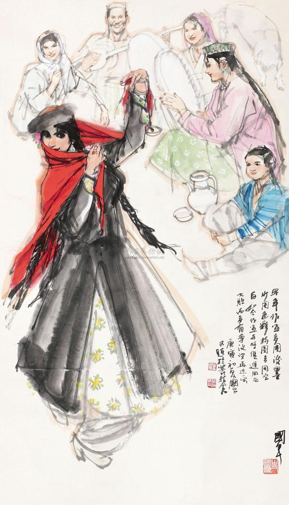 史国良 天山舞姿 镜心