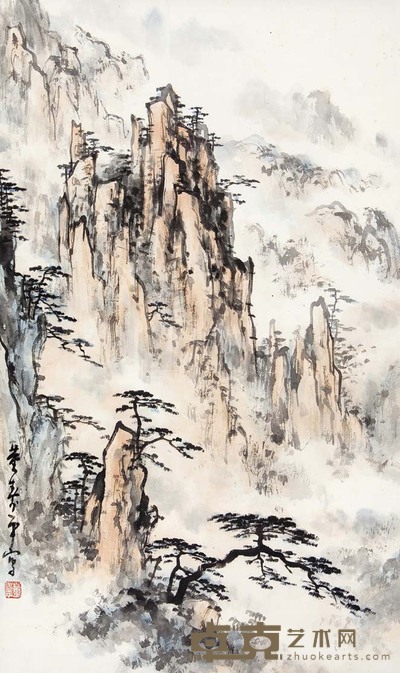 董寿平 松山斜阳 75×45 cm