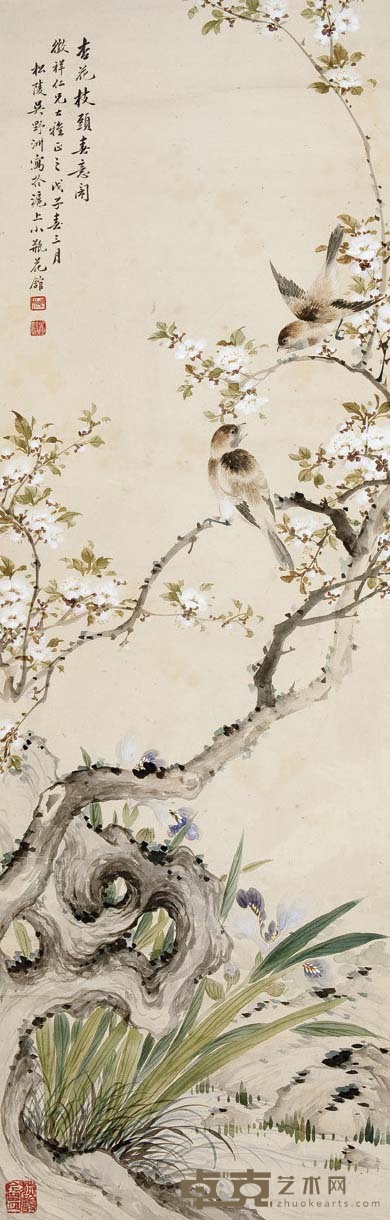 吴野洲 杏花枝头 97×32 cm