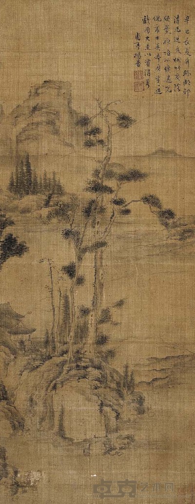 杨晋（款） 秋山图 83×33 cm