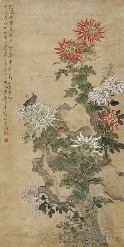 李汉青 菊石图 83×41 cm