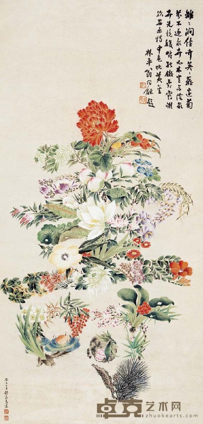 缪嘉蕙 花团锦簇 131×64 cm