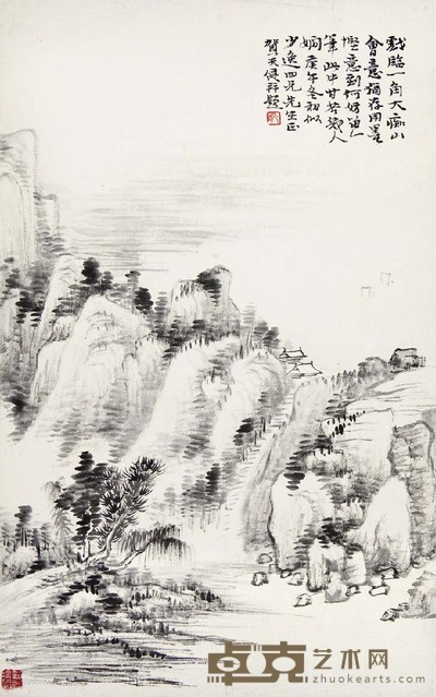 贺天健（款） 江帆还影 53×33 cm