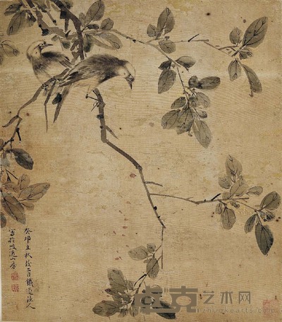 冯球 桂花小鸟 39×34 cm