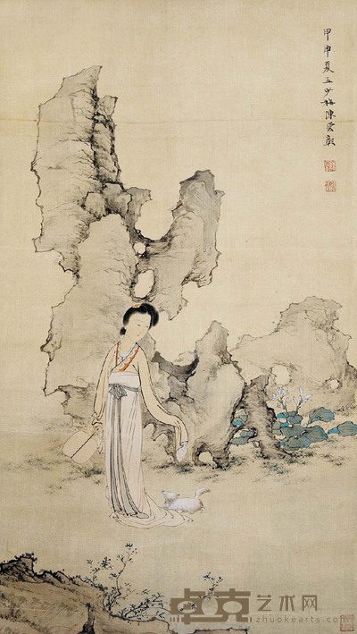 陈少梅 纨扇仕女 57×32 cm