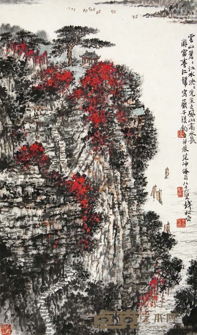 钱松喦 富春江景 68×40 cm