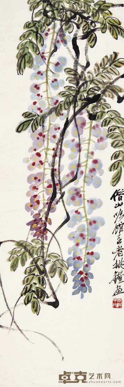 齐白石 紫藤 102×33 cm