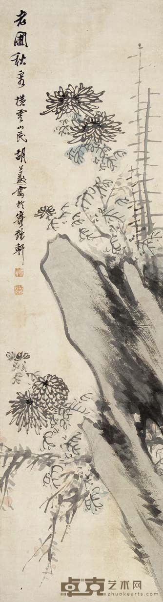 胡公寿 老圃秋容 134×36 cm