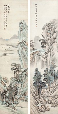 杨逸 山水二幅