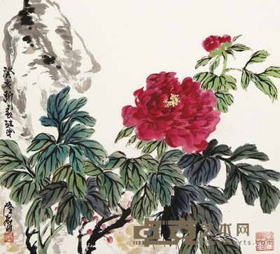 陆抑非 富贵牡丹 44×47 cm