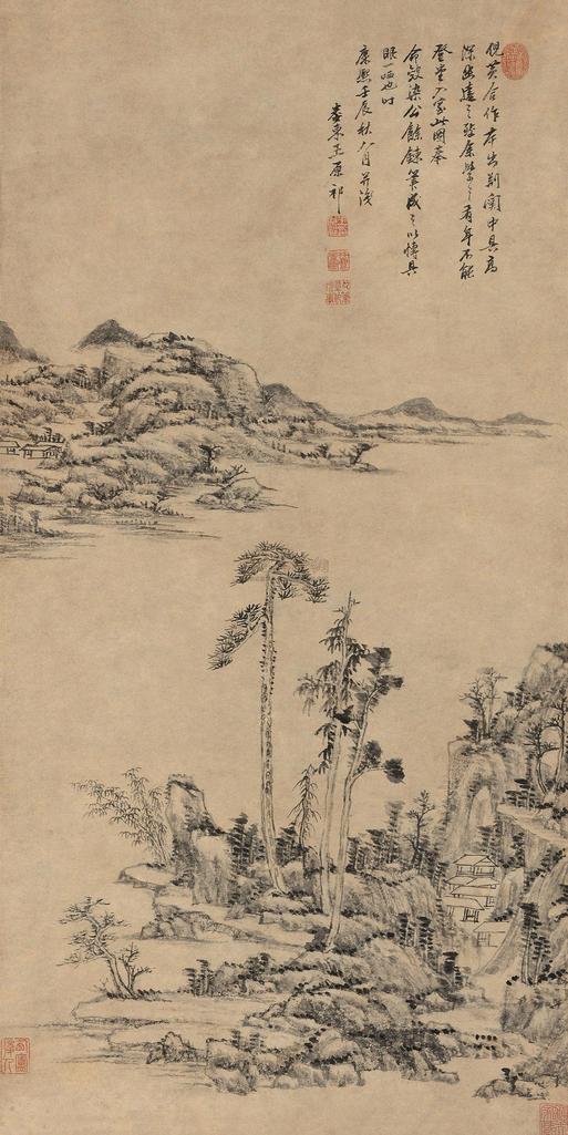 王原祁 山水 立轴