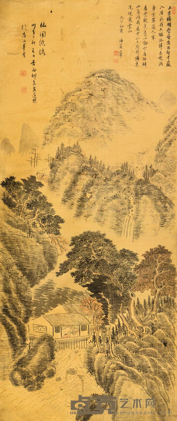 王石谷 深山幽居 120X51CM