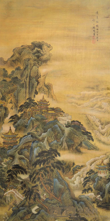 袁耀 楼阁图 127X64CM