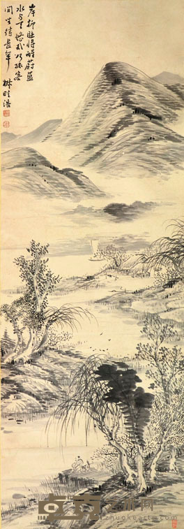王学浩 山水 131X45CM