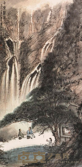 傅抱石 千泉竟秀图 94X46CM