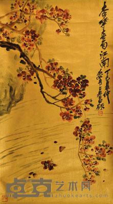 吴昌硕 杏花流水图 80X44CM