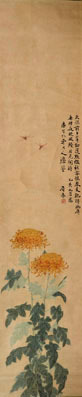 居廉 菊花草虫