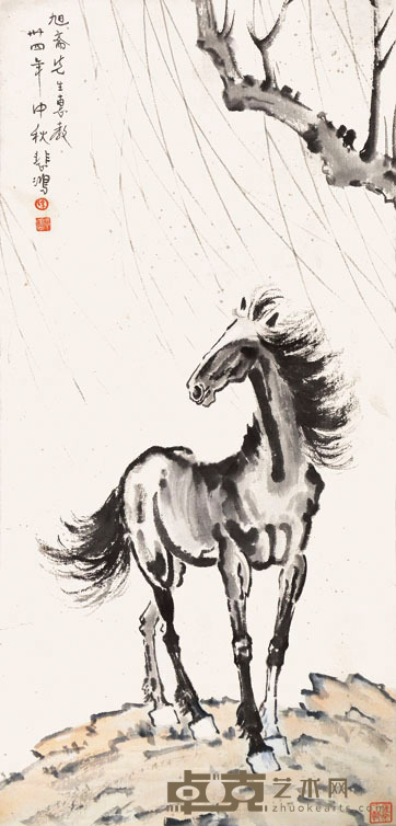 徐悲鸿 骏马图 91X43CM