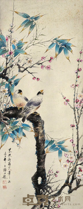颜伯龙 花鸟 67X27CM