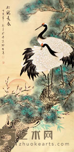 喻继高 松鹤长寿 129X63CM