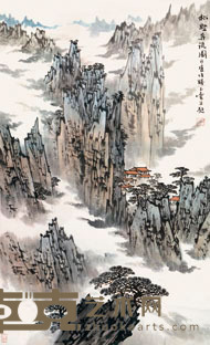 宋玉麟 松壑奔流图 68X42CM