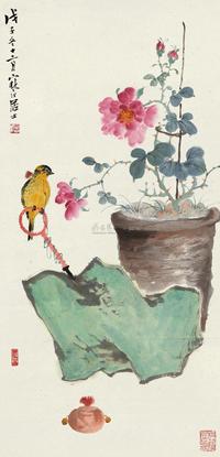 江寒汀 1948年作 花鸟 立轴