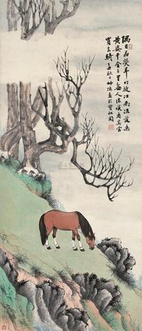 赵叔孺 1925年作 秋郊散马 立轴