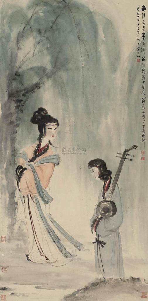 傅抱石 烟柳情思 立轴