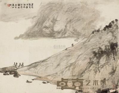 傅抱石 江干送别图 立轴 45×58cm