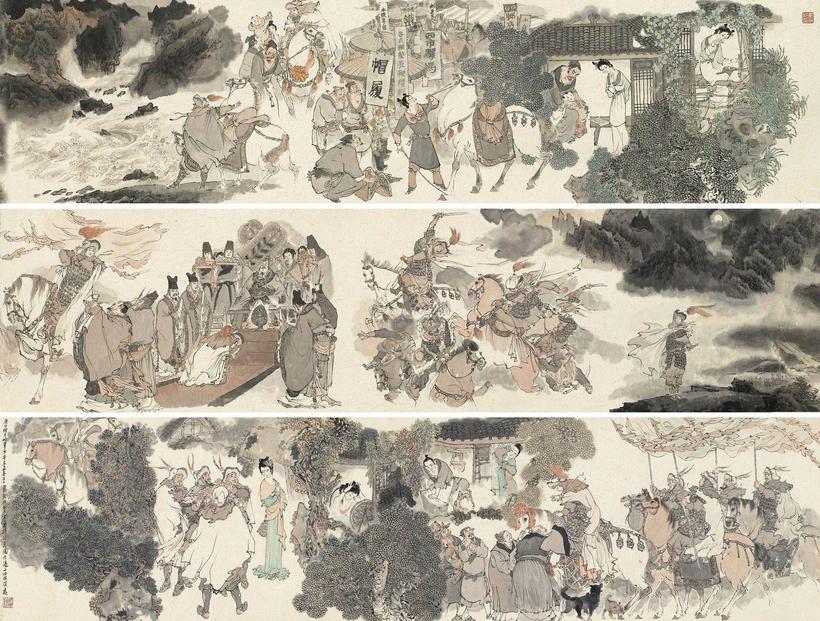 戴敦邦 1990年作 木兰诗意图 手卷
