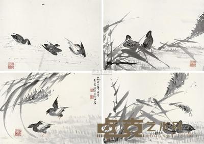 吴青霞 1972年作 芦雁 册 (十开) 24.5×33cm×10