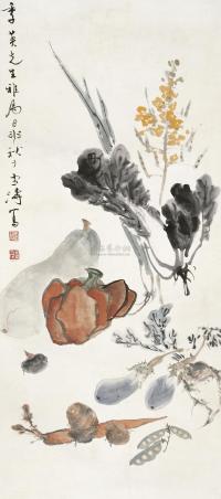 王雪涛 1944年作 菜蔬图 立轴