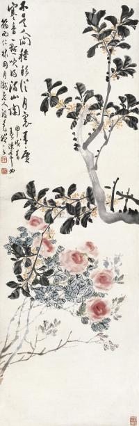 陈半丁 1934年作 花卉 立轴