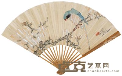 刘仁燕 1939年作 花鸟 成扇 18×49cm