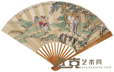 宋莹 1939年作 虬髯客故事 成扇 19.5×53cm