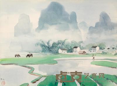 古元 1979年作 春耕图 31.5×43.5cm