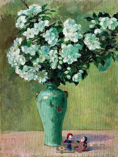 萧淑芳  1946年作 瓶梨花 61×46cm