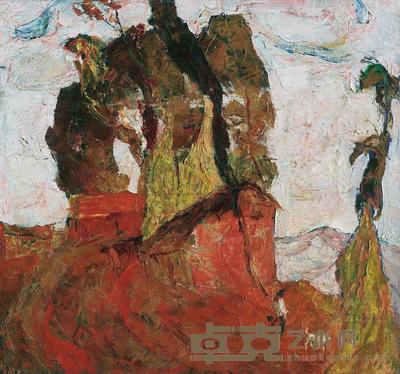 罗尔纯 1988年作 两个傣族女孩 65×70cm