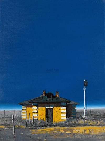 梁宇 2008年作 蓝天俄式站舍 120×90cm