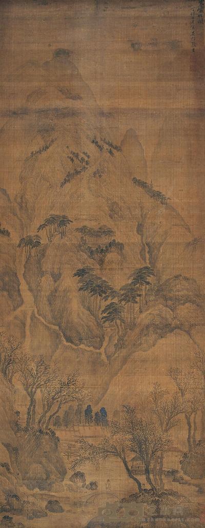张宏 1627年作 寒岩竹阁 立轴 143×55.5cm